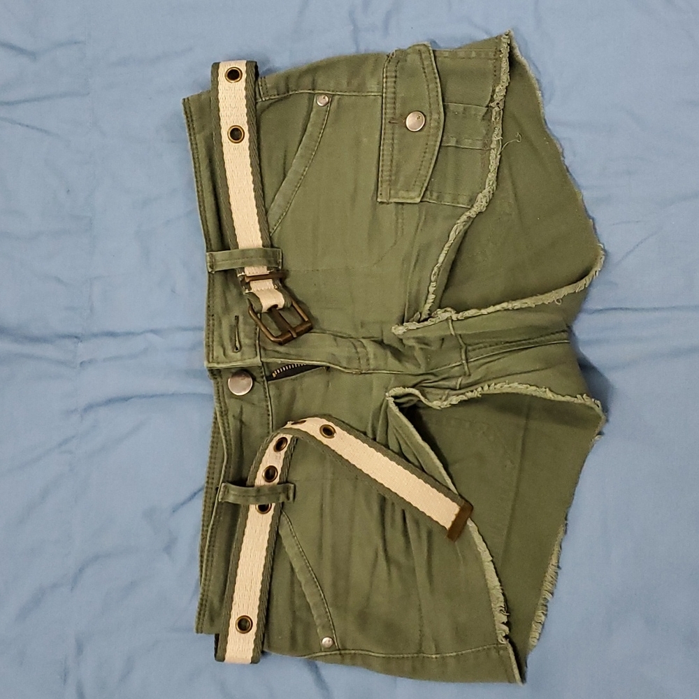 Black Crystal Shorts With Belt